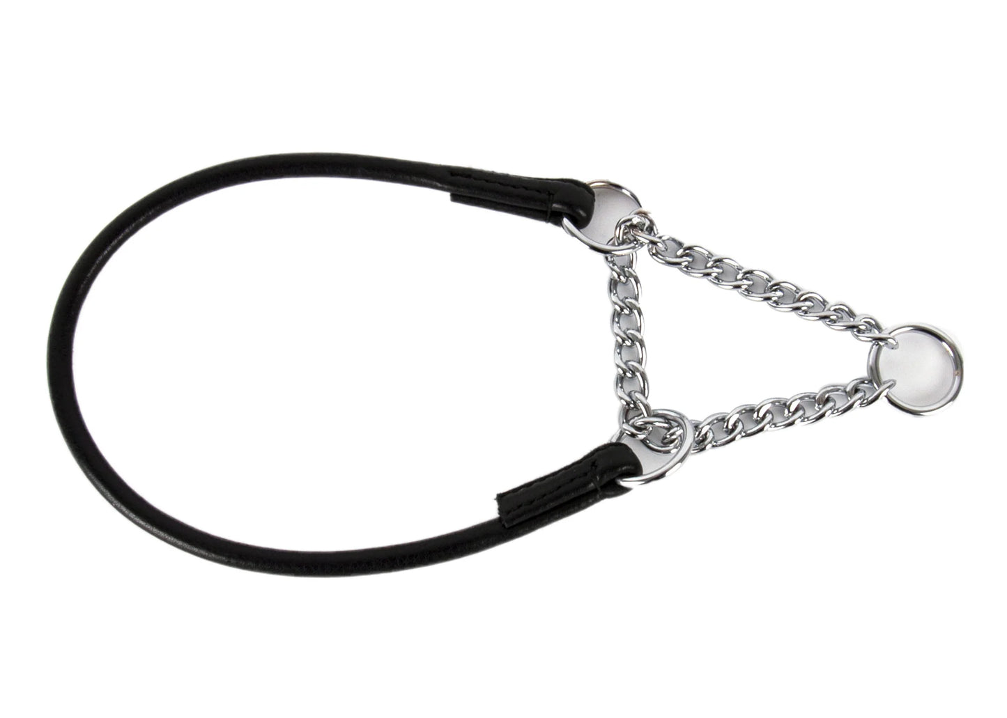 Dapper Dogs Leather Half Check Elk Black Leather Collar